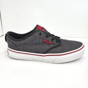 Vans Kids Slip-On Sneakers Casual Shoes Gray Red Youth Size 2